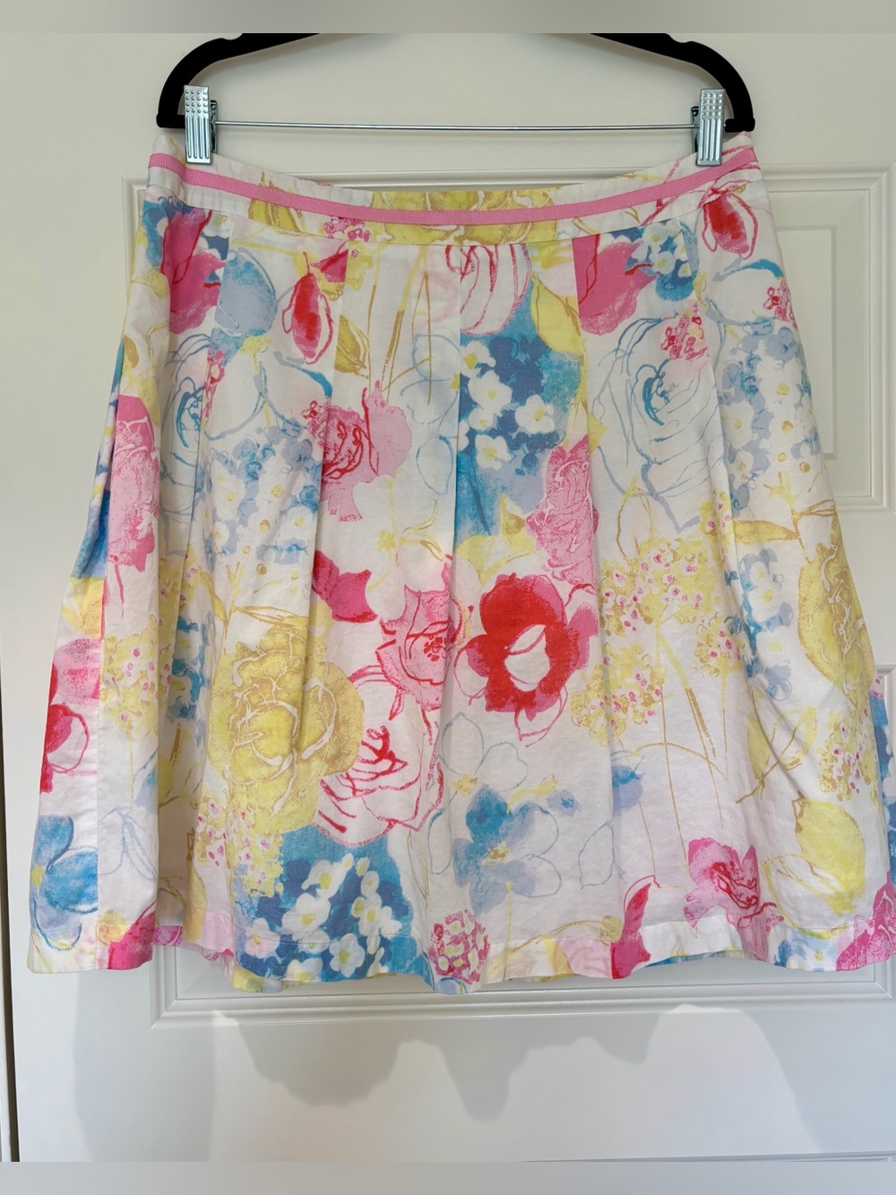 Sigrid Olsen Sz 12 Cotton Floral Print Skirt Blue Pink Cottagecore Resortwear - Picture 2 of 12